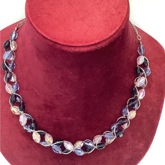 Vintage M&S Faceted Crystal Glass Twisted Bead Necklace - Marks and Spenser - Picture 2 of 3